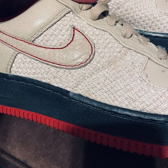MINT 315517-221 Nike Air Force 1 Premium '07 Tweed Red Black 6Y Womens 7.5 US - Picture 12 of 13